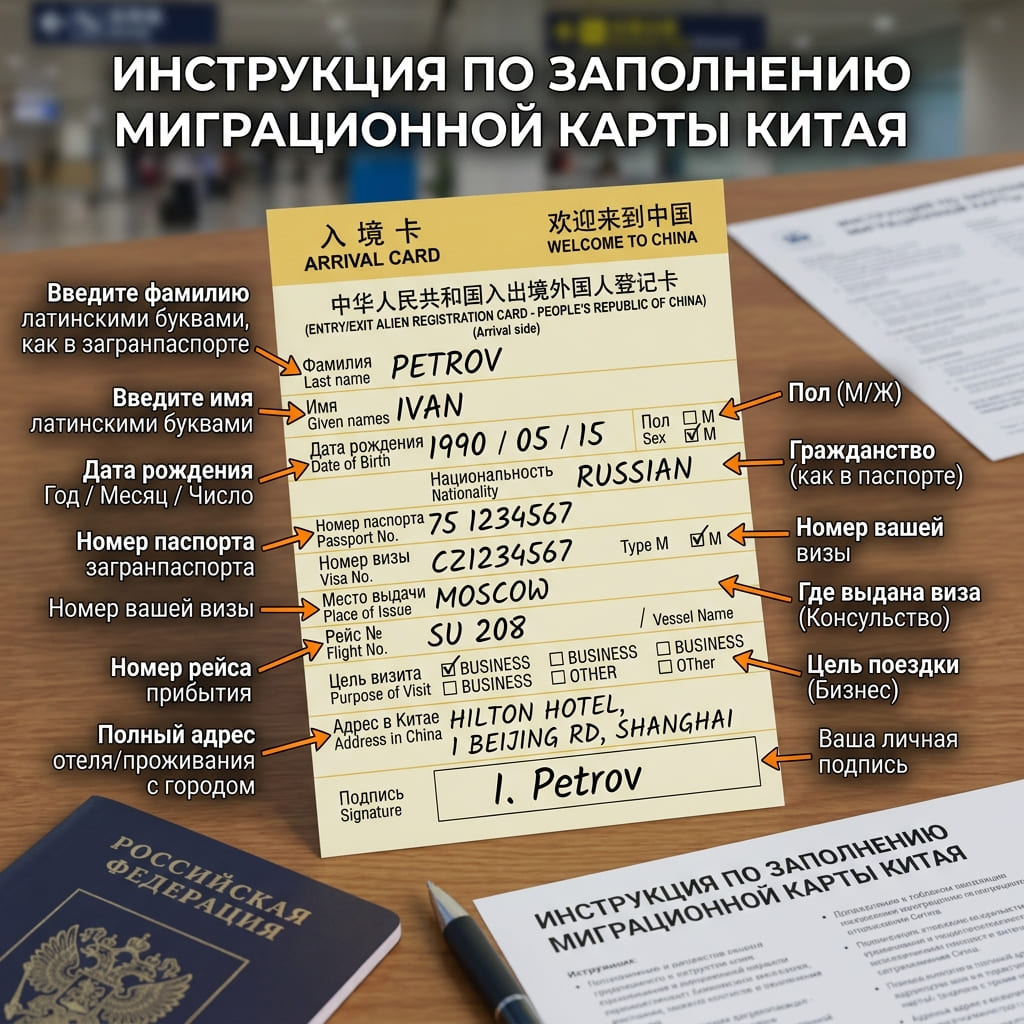 Как заполнить миграционную карточку Китая